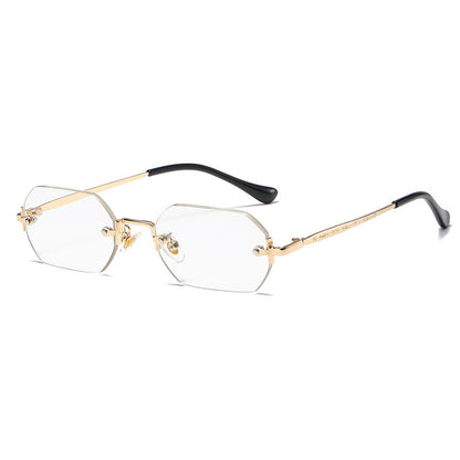 Vintage Rimless Polygon Women Shades Sunglasses