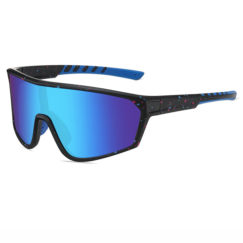 Men Flat Top Sports Outdoor Cycling Shield Goggle Mirror Sunglasses
