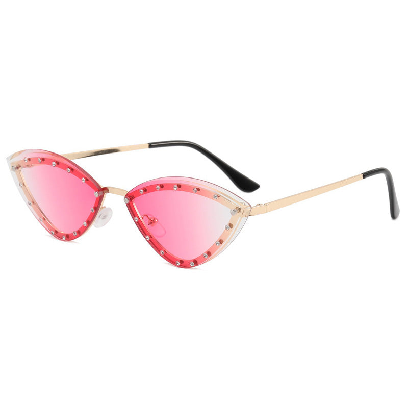 Rimless Crystal Cat Eye Sunglasses
