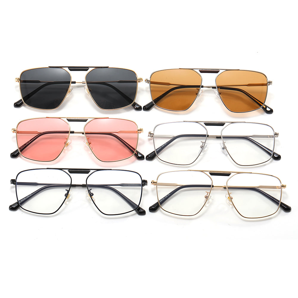 Metal Frame Flat Top Gradient Sunglasses