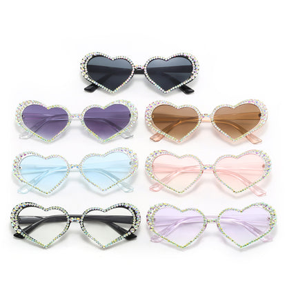 Rhinestone Lovely Cute Heart Shaped Sunglasses