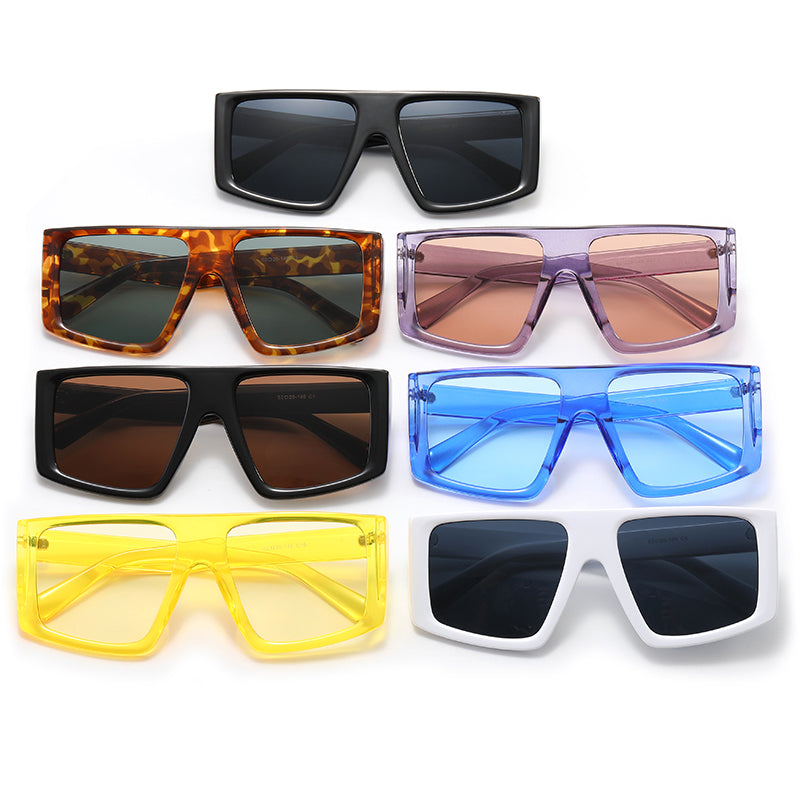 Oversized Flat Top Square Shades Sunglasses