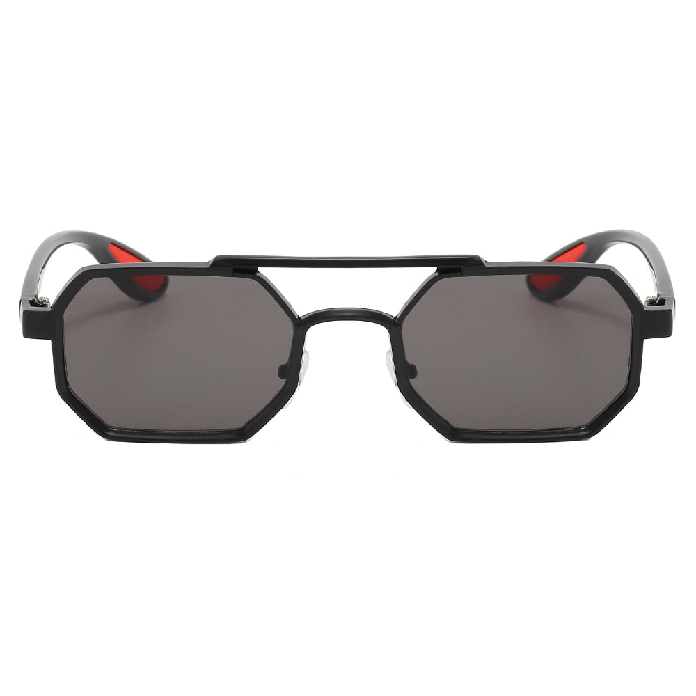 Polygon Steampunk Double Bridge Shades Metal Frame Sunglasses