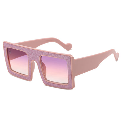 Oversized Flat Top Square Rhinestone Sunglasses