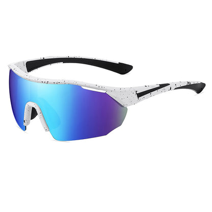 Half Rim Oversize Shield Polarized Sunglasses