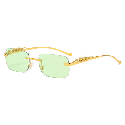 Cheetah Rectangle Rimless Sunglasses