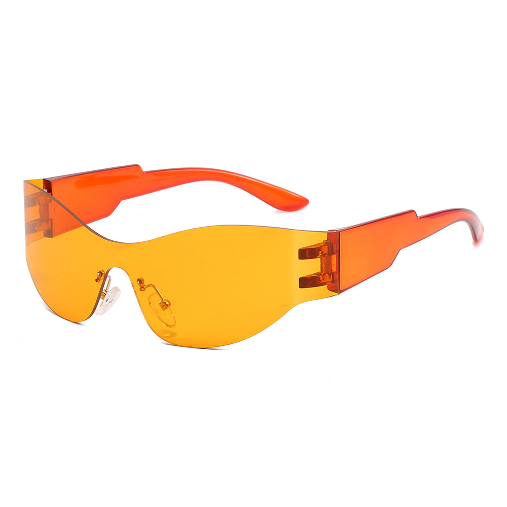 One Piece Oversized Rimless Shield Y2K Sports Sunglasses