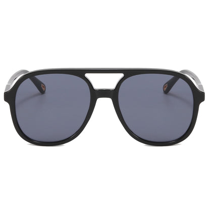Double Bridge Flat Top Large Square Sunglasses