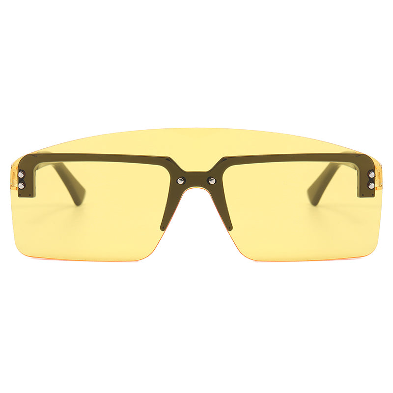 One Piece Tinted Lens Rimless Sunglasses