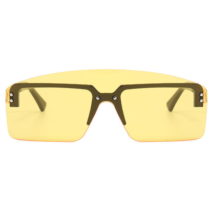 One Piece Tinted Lens Rimless Sunglasses