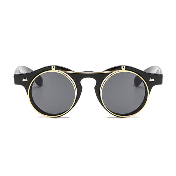 Flip Up Round Steampunk Sunglasses