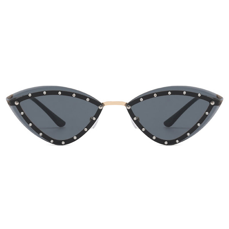 Rimless Crystal Cat Eye Sunglasses