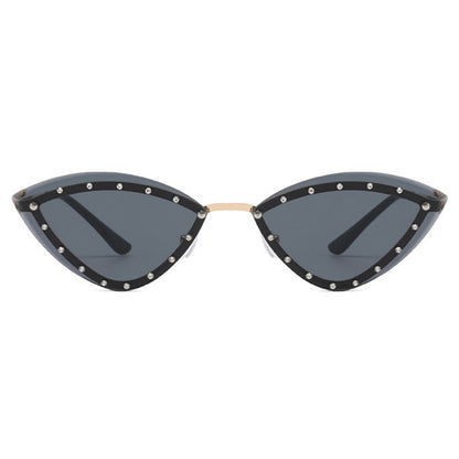 Rimless Crystal Cat Eye Sunglasses