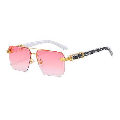 Women Vintage Square Rimless Sunglasses