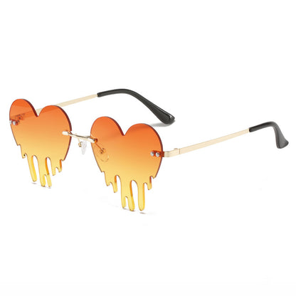 Rimless Heart Drip Novelty Melting Drip Favor Shape Sunglasses
