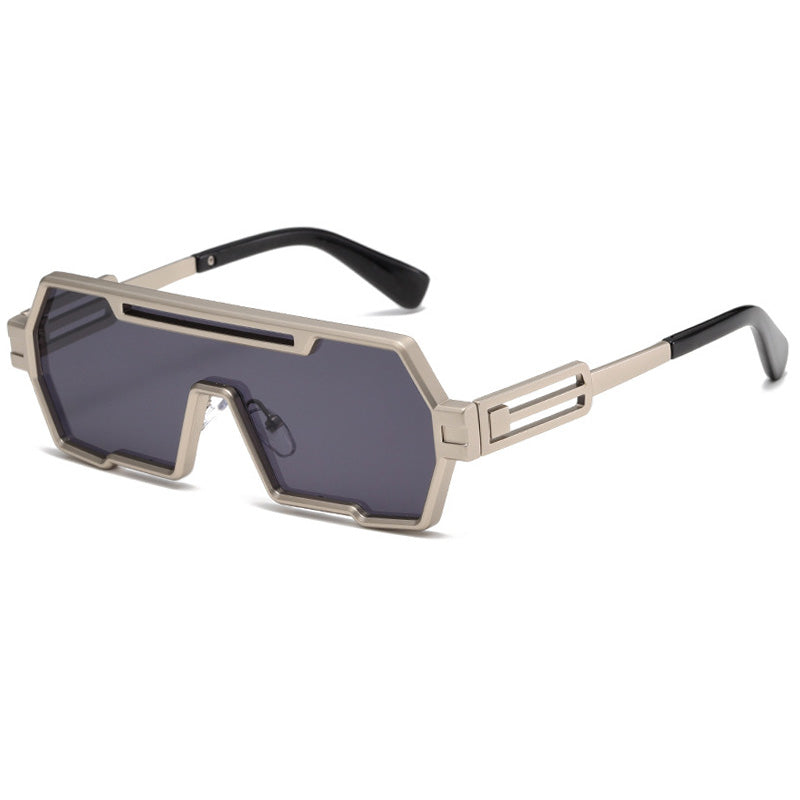 Y2K Oversized Flat Top One Piece Lens Square Steampunk Sunglasses