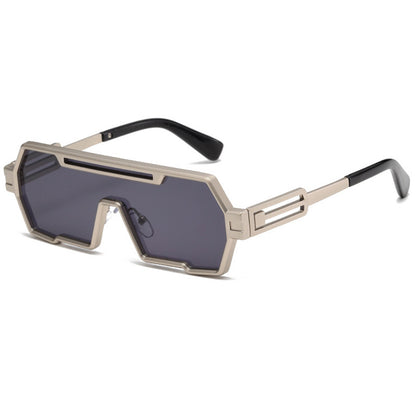 Y2K Oversized Flat Top One Piece Lens Square Steampunk Sunglasses