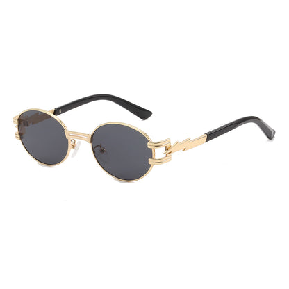 Retro Luxury Metal Steampunk Style Small Oval Sunglasses