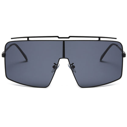 Oversized Metal Flat Top Shades Sunglasses