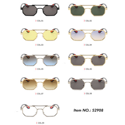 Polygon Steampunk Double Bridge Shades Metal Frame Sunglasses
