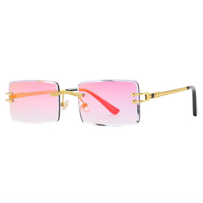 Retro Vintage Rectangle Rimless Sunglasses