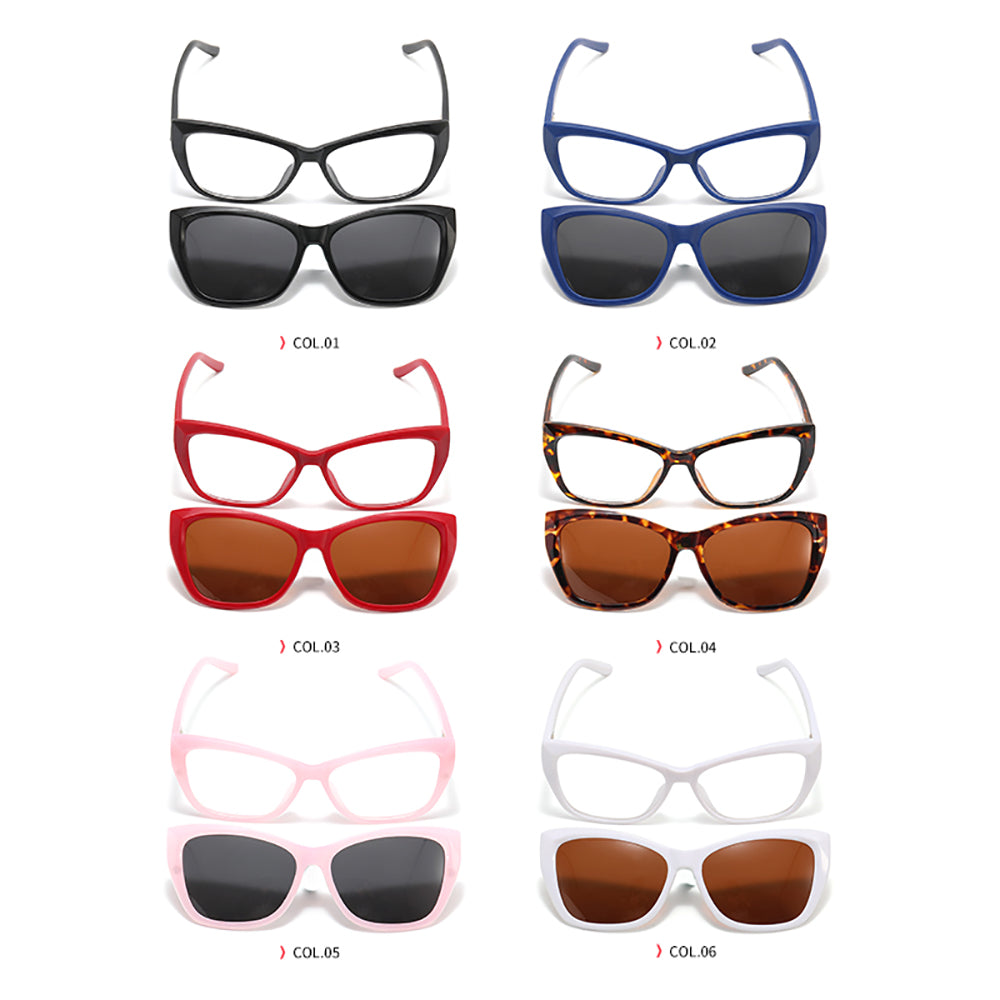 Cat Eye Women Blue Light Blocking Polarized Clip On Sunglasses