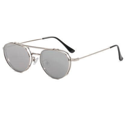 Retro Flat Top Metal Frame Sunglasses