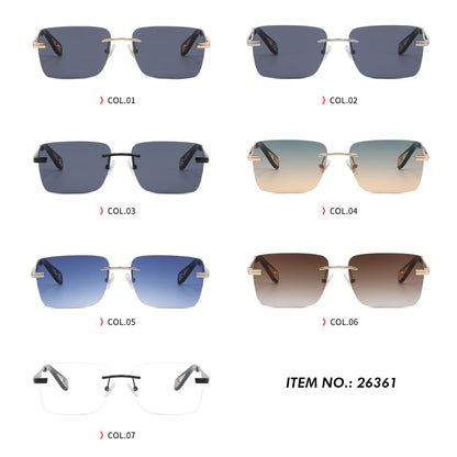 Rectangle Tinted Rimless Sunglasses