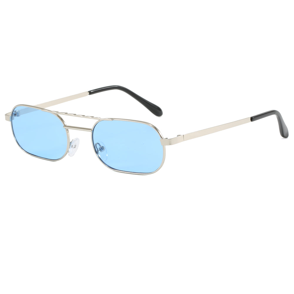 Small Rectangle Metal Frame Travel Shades Sunglasses