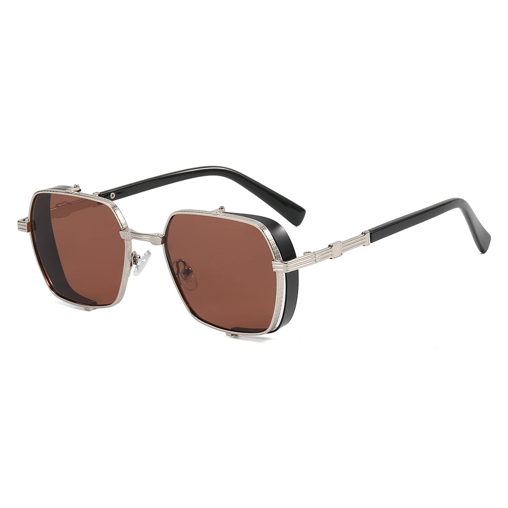 Men Steampunk Gradient Metal Shades Sunglasses