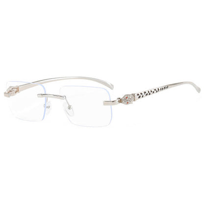 Panther Rectangular Rimless Sunglasses
