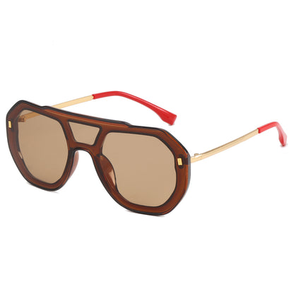 Oversized Big Frame Round One-Piece Outdoor Shades Sunglasses