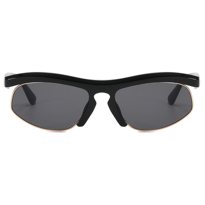 Y2K Rectangle Half Frame Women Sport Sunglasses