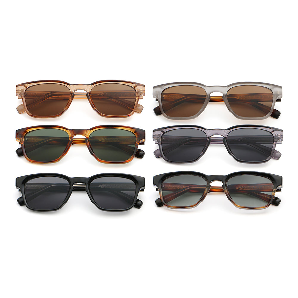 Classic Oversized Thick Square Reinforced Wire-Core Temples Sunglasses