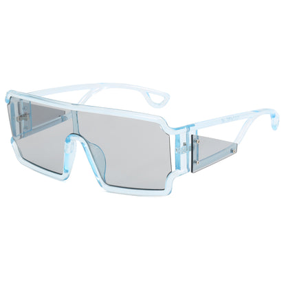 Flat Top One Piece Lens Men Women UV400 Oversize Sunglasses