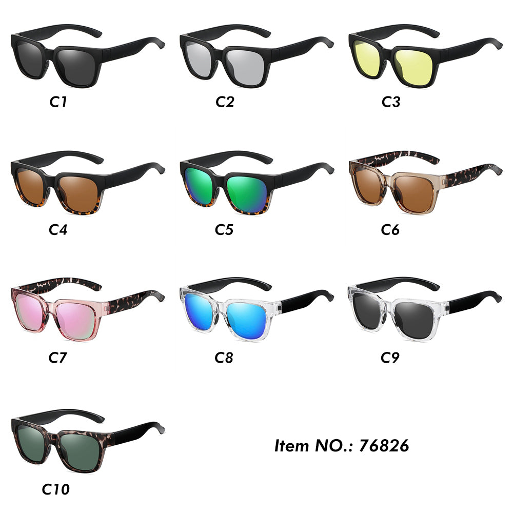 Square Shield Mirrored Polarized Sporty Sunglasses
