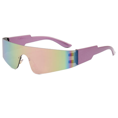 one piece lens Rimless Y2K Sunglasses