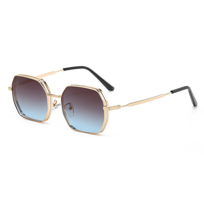 Retro Luxury Polygon Metal Frame Sunglasses