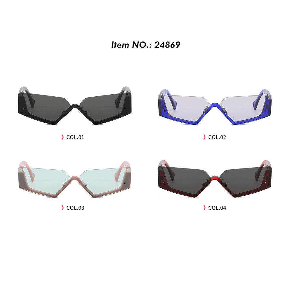 Half Frame Geometric Irregular UV400 Shades Sunglasses