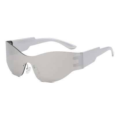 One Piece Oversized Rimless Shield Y2K Sports Sunglasses