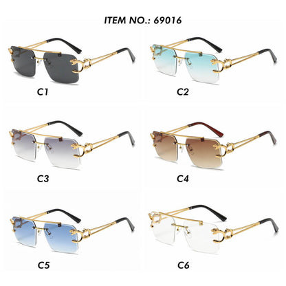 Stylish Panther Embellished Rimless Sunglasses
