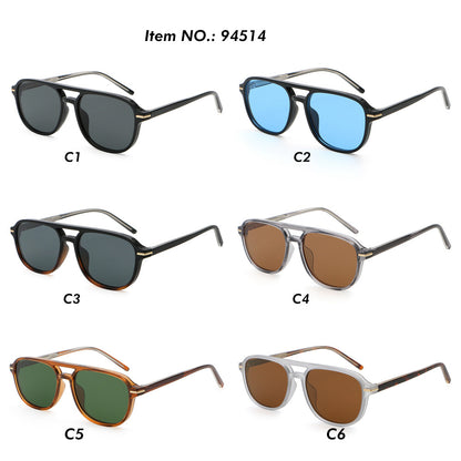 Trendy Square Flat Top Double Bridges Shades Sunglasses