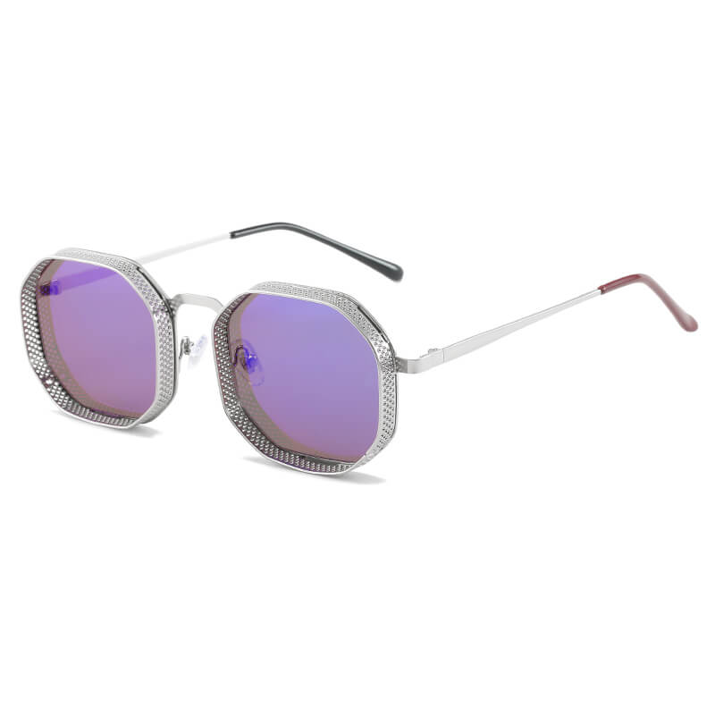 Retro Steampunk Octagon Metal Frame Sunglasses