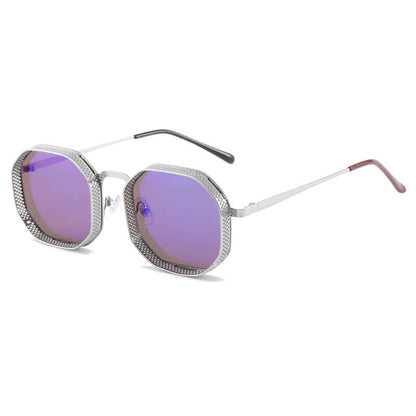 Retro Steampunk Octagon Metal Frame Sunglasses