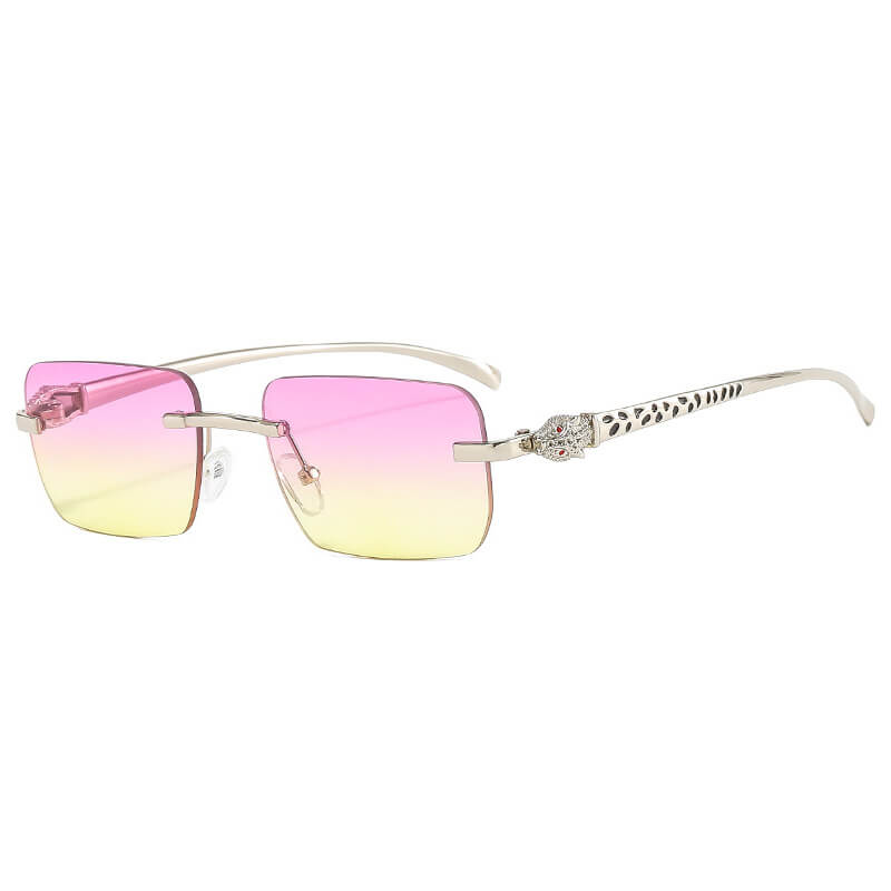 Panther Rectangular Rimless Sunglasses