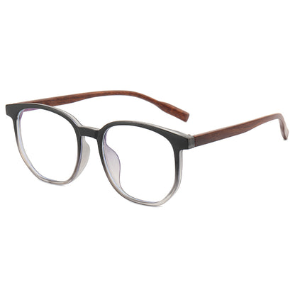 Plastic Faux Wood Eyeglasses with Anti Blue Light Lenses