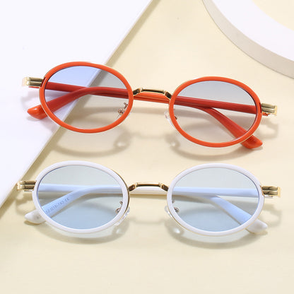 Women Retro Vintage Small Oval Tinted Shades Sunglasses