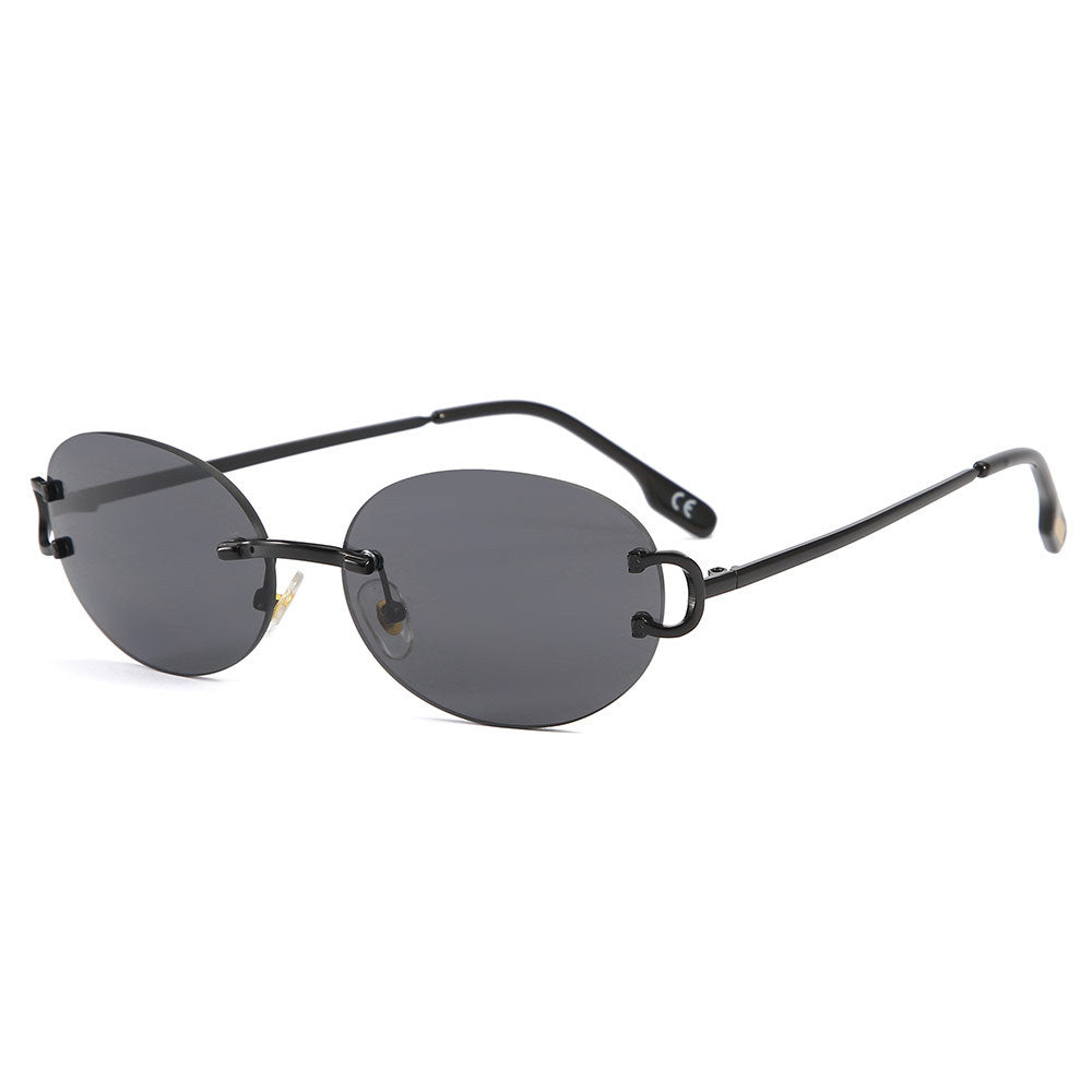 oval rimless women men luxury vintage sunglasses