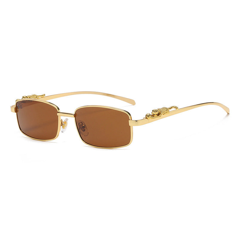 Cheetah Small Rectangle Metal Frame Sunglasses