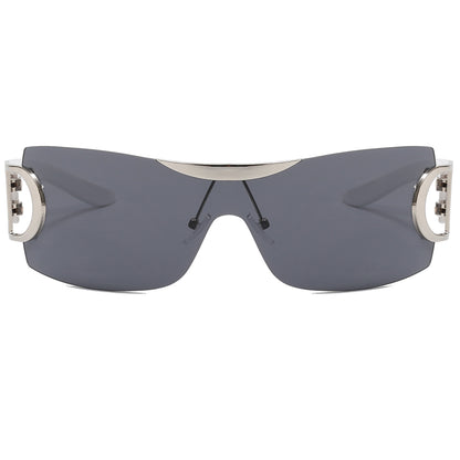 Oversized Rimless One Piece Lens Y2K Sunglasses